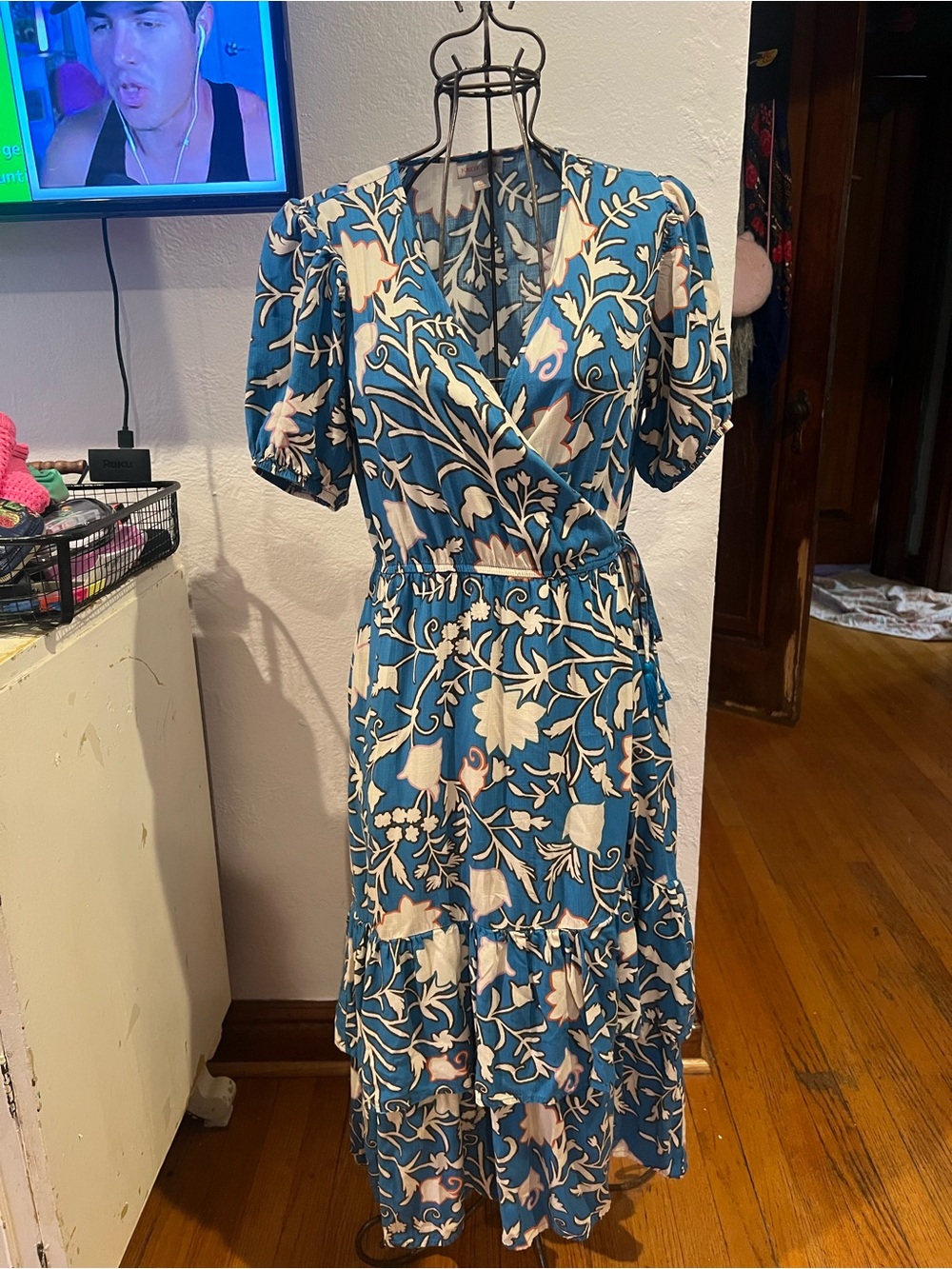 Knox Rose medium Blue Floral Wrap Midi Dress - Brand